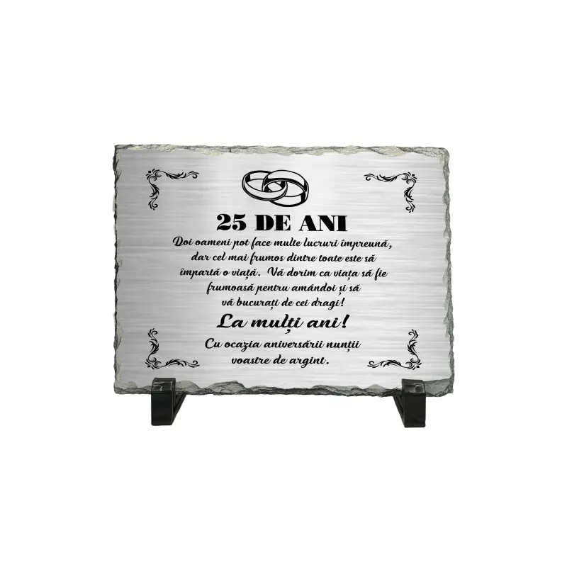 Aniversare 25 ani doi oameni pot face multe, piatra ardezie personalizata, cu mesaj model pa003